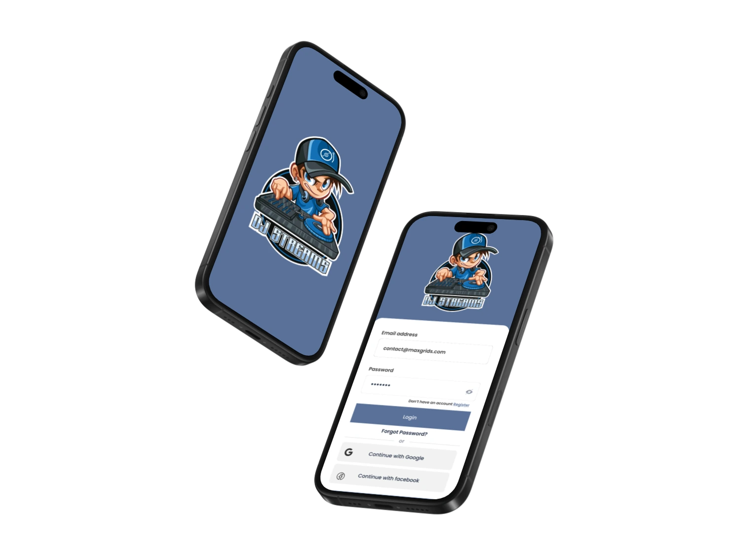 DJ Streams iPhone 16 app view